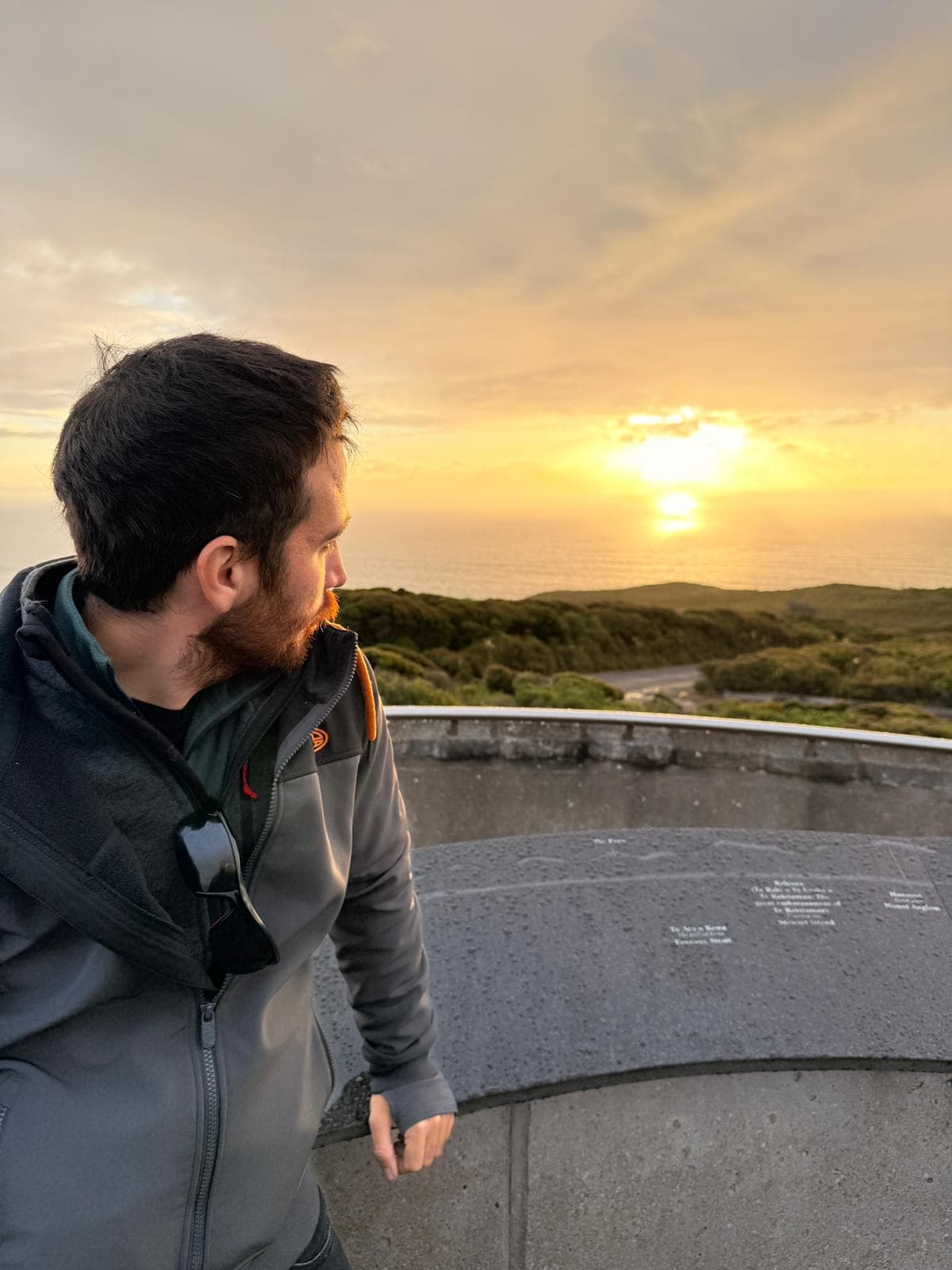 Watching sunset from a lookout in New Zealand