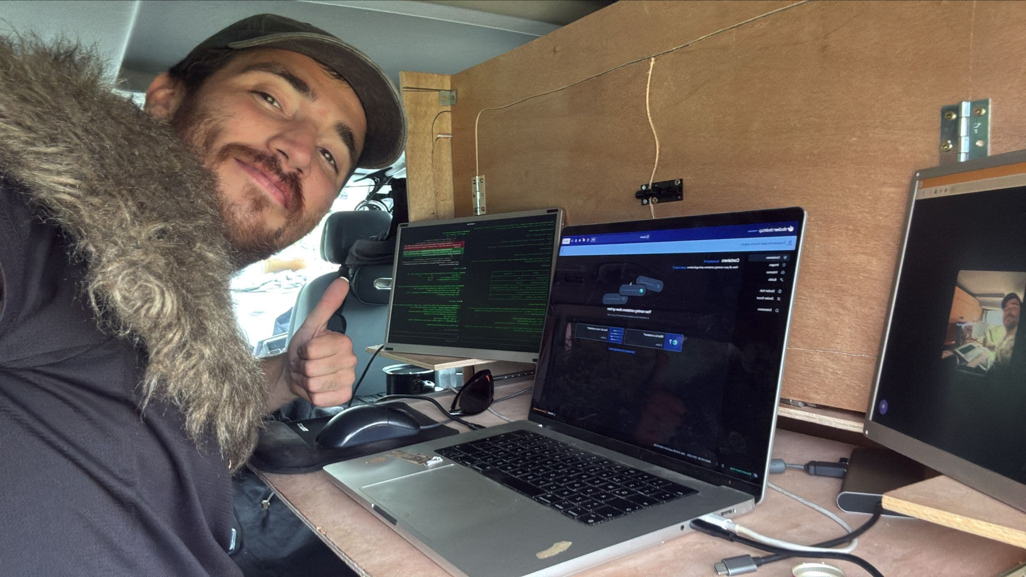 Orcun Sami Tandogan - coding from a van